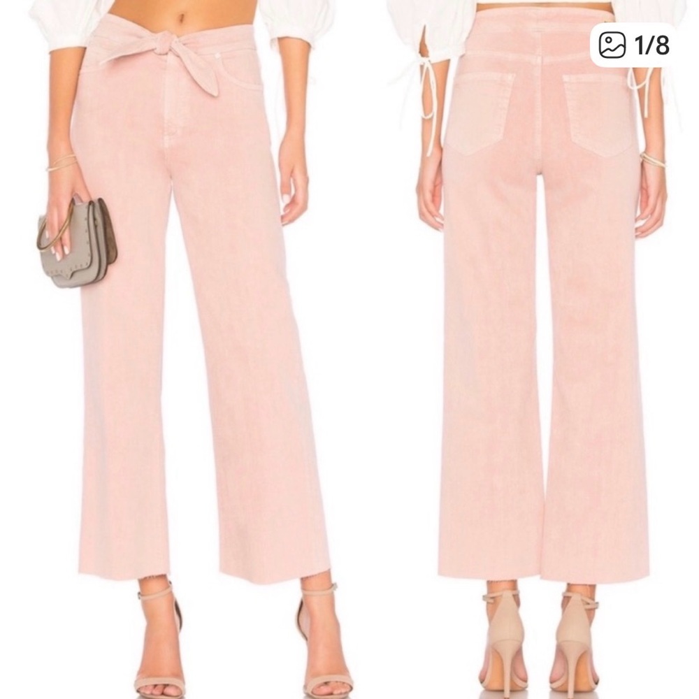 PAIGE Nellie Tie-Front Denim Culotte Pink Pants Jeans Vintage California Rose 25